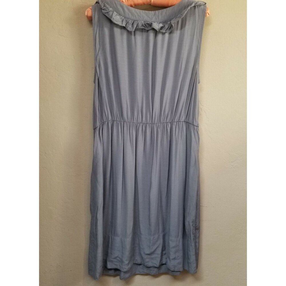 Maeve Womens Medium Musing Dress Sleeveless Button Front Ruffled Gray